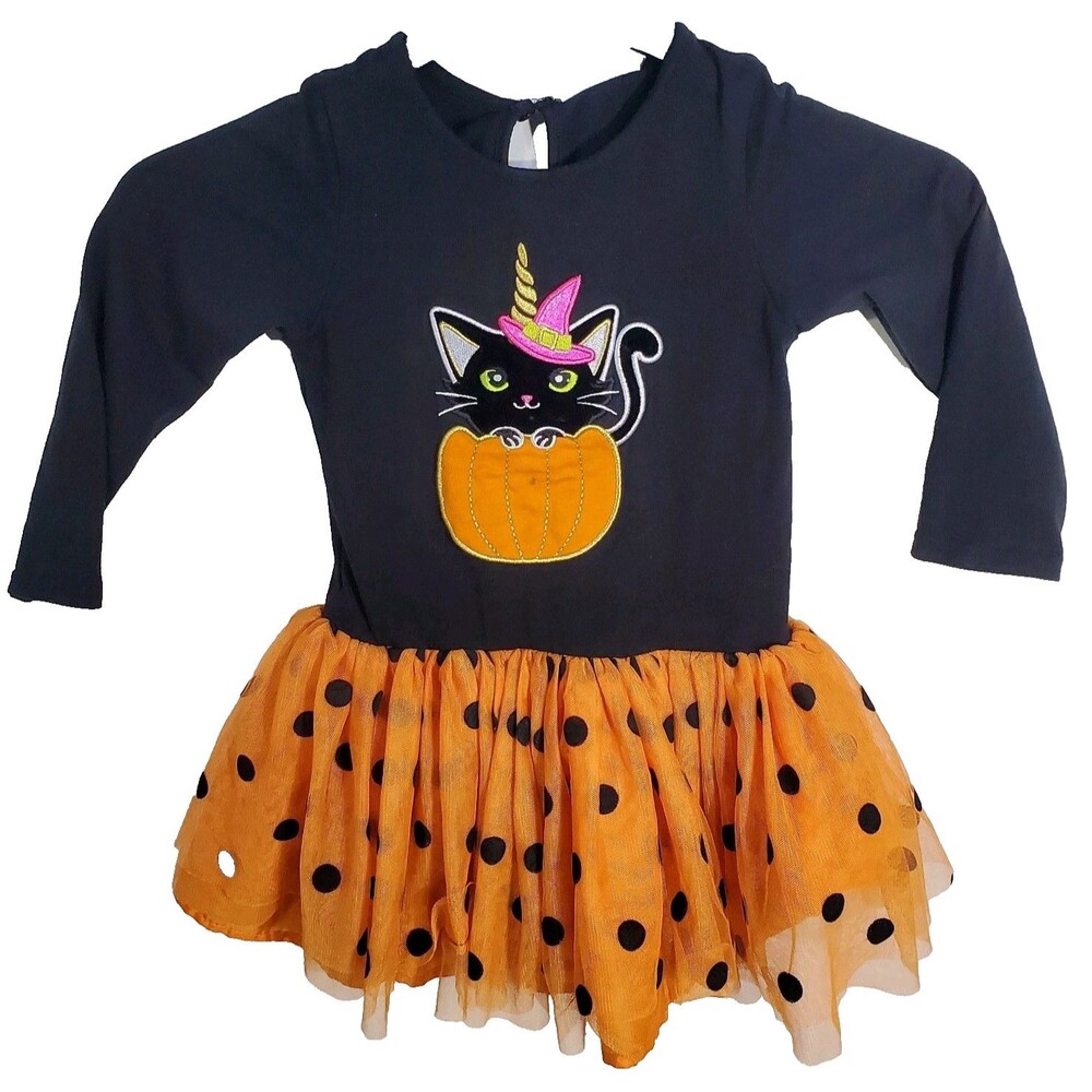 Counting Daisies Halloween Dress Witch Black Cat Pumpkin Skirt-Shirt Polka Dot 4